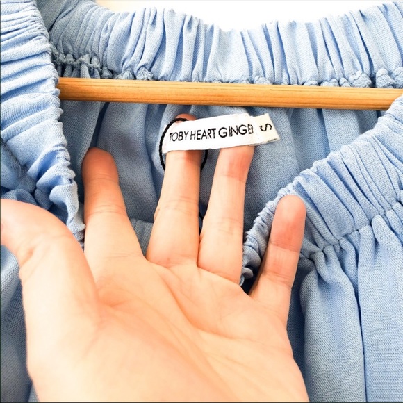 NWT Blue Off the Shoulder Bell Sleeve Dress - Picture 4 of 4